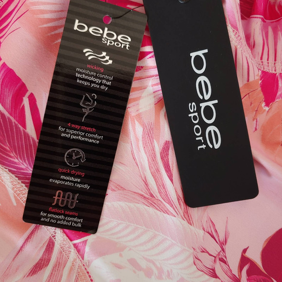 Bebe Sports  Pink/Orange Left Print Leggings  Size L - Picture 8 of 8